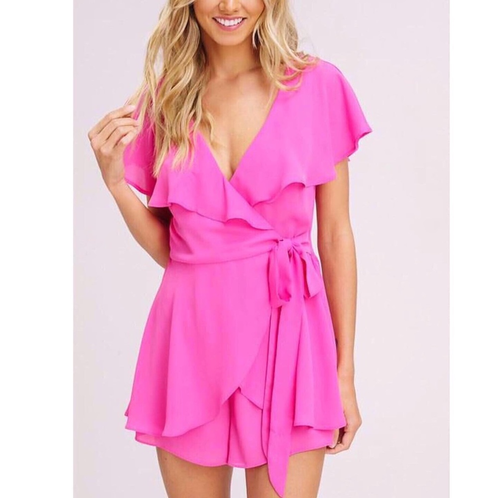 Barbiecore Love Story Pink Chiffon Romper